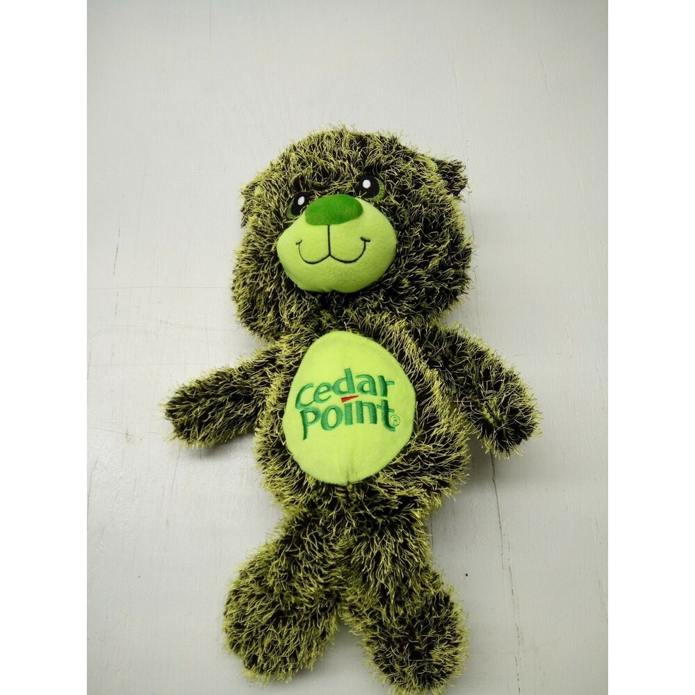 18 inch Cedar Point Fuzzy Green and Black Teddy Bear.